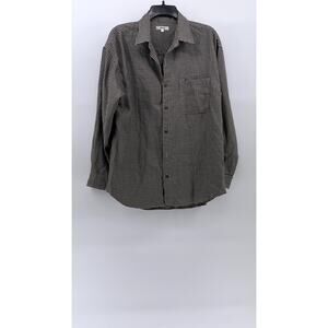 NYLAUS Men's Brown-Black Houndstooth Print Button-Up Rare Vintage Shirt SZ L